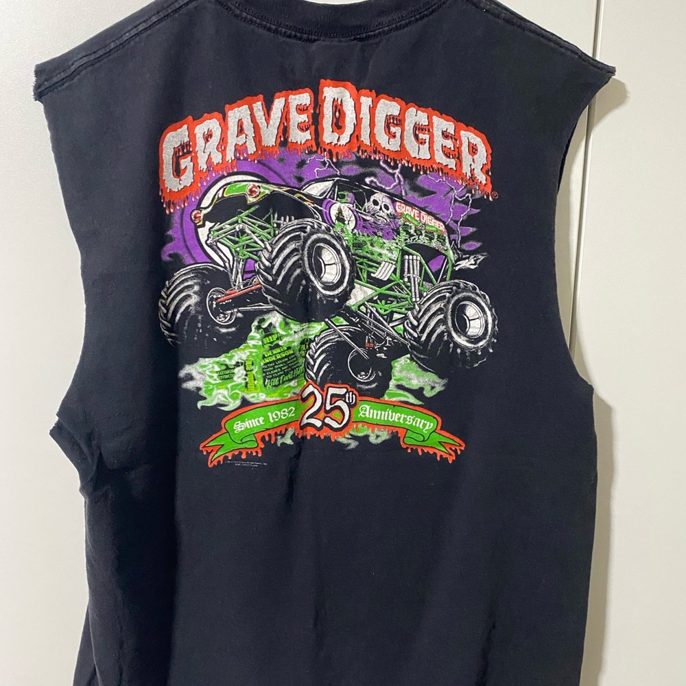 Black Grave Digger Sleeveless T-Shirt Size L - Picture 5 of 5